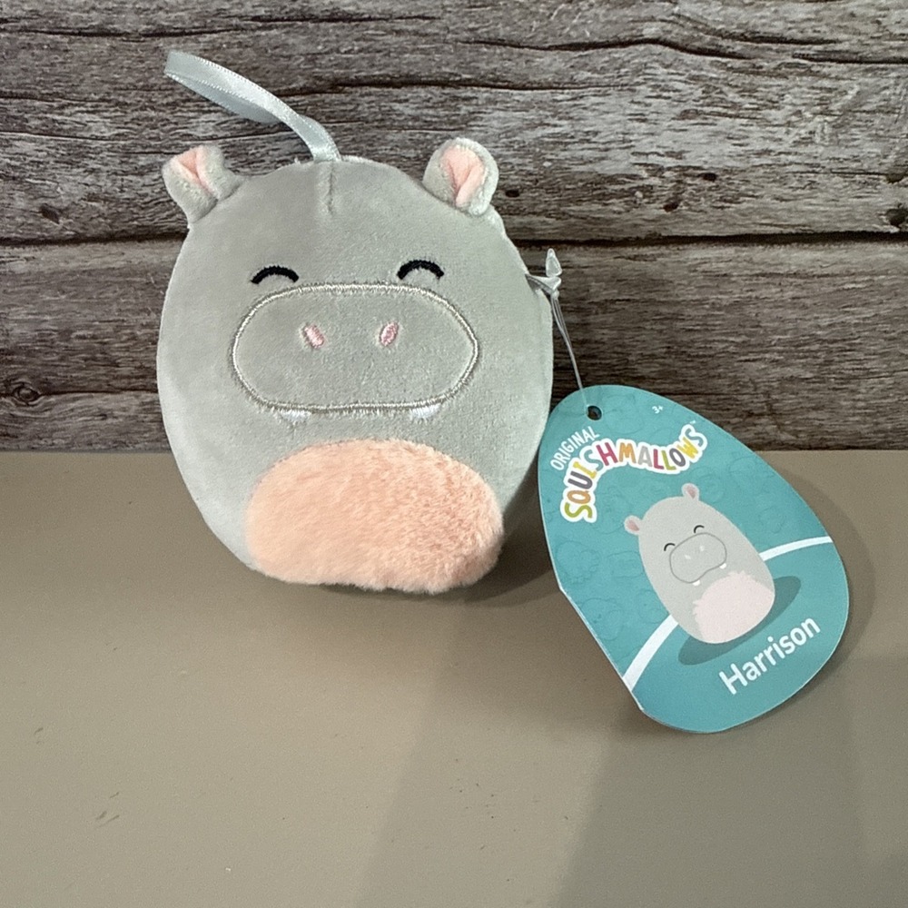 Squishmallows Wildlife Squad Harrison the Hippo Hippopotamus 4" NWT Fuzzy Belly